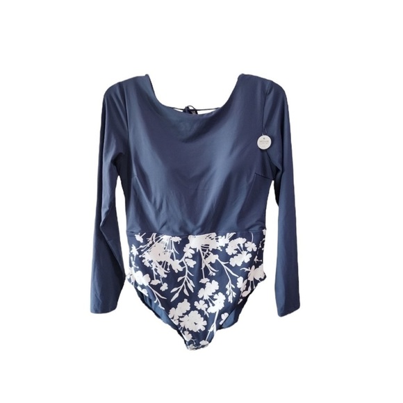CALIA Carrie Underwood Blue/White Floral Print Long Sleeve Modest Swimsuit Sz 12 - Picture 5 of 11